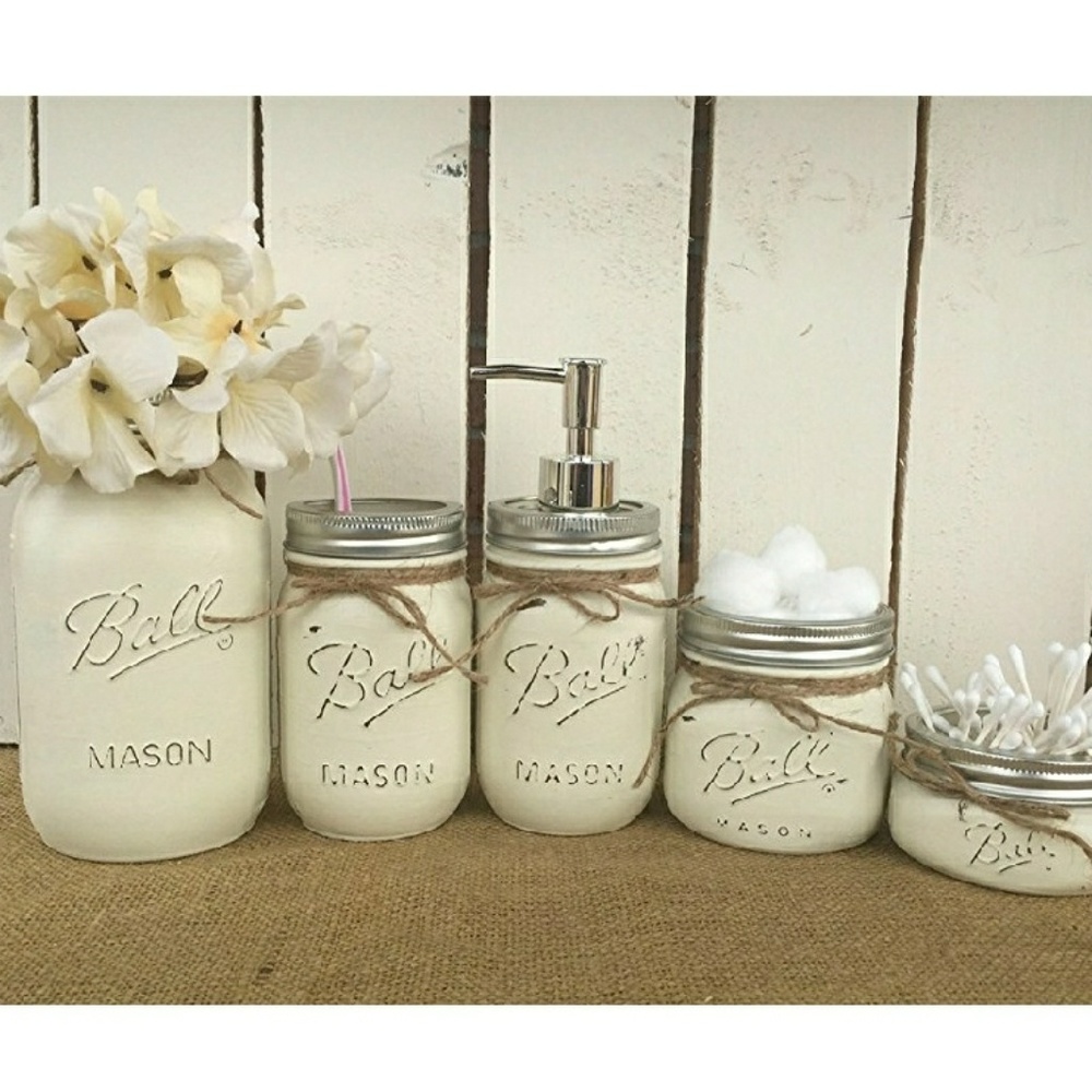 Shabby Chic Mason Jar Bathroom Sets - Picture 3 of 5